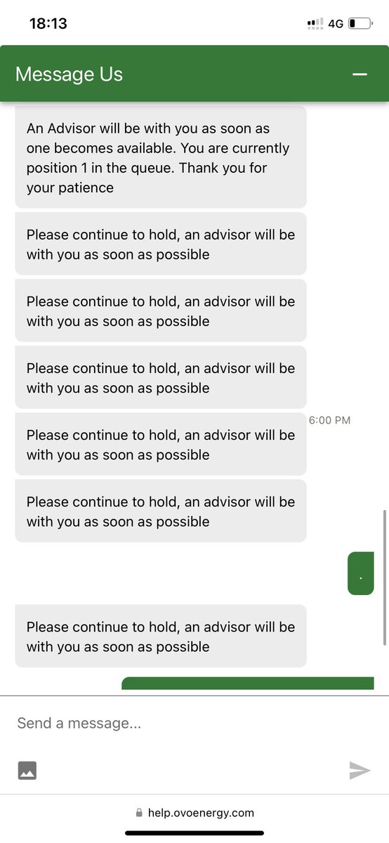 minicheddar's tweet photo. @OVOEnergy apparently first in queue but this isn’t service. No call as promised again today. https://t.co/wit7iGahxj