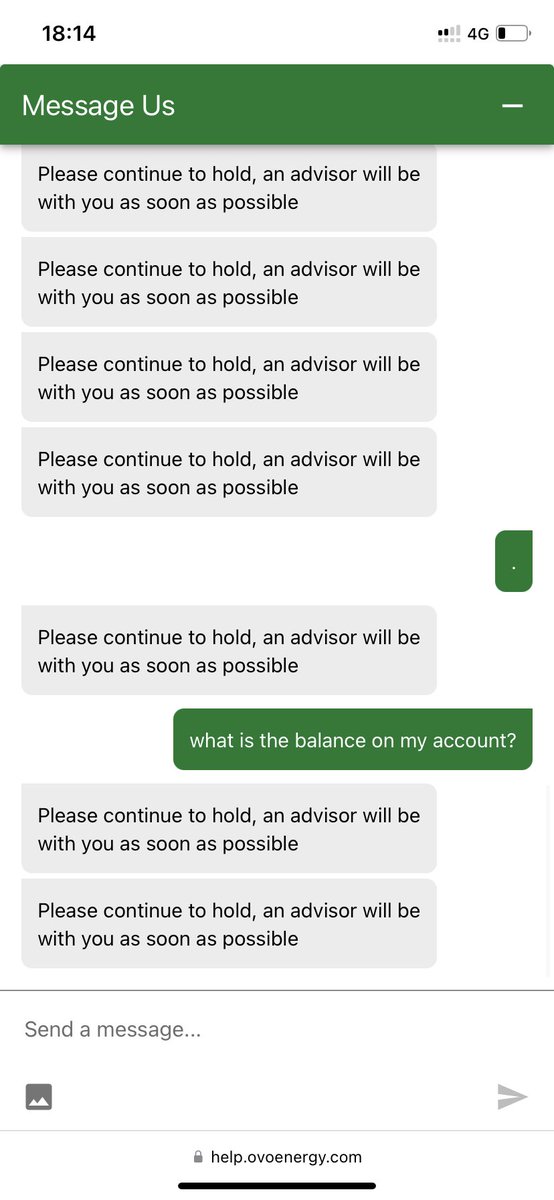 minicheddar's tweet photo. @OVOEnergy apparently first in queue but this isn’t service. No call as promised again today. https://t.co/wit7iGahxj