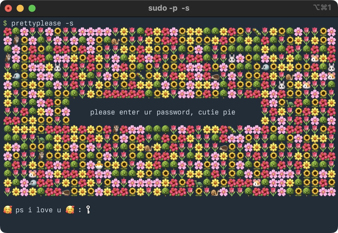 people seemed to enjoy my post about `exa` replacing `ls` yesterday, so here is my favorite terminal lifehack.

it's called `prettyplease`, and it sits on top of sudo:

gist.github.com/april/6e4e11c1…