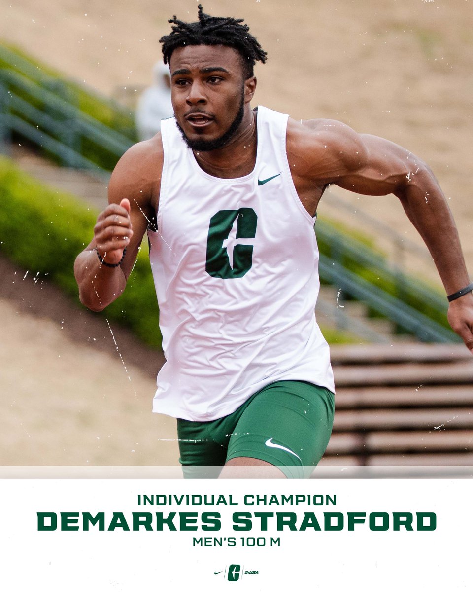 CharlotteTFXC's tweet photo. Charlotte 49er Classic Champ!

Stradford wins the 100 M dash with a time of 10.28  - the third fastest time in school history!

#GoldStandard https://t.co/m08O8QAics