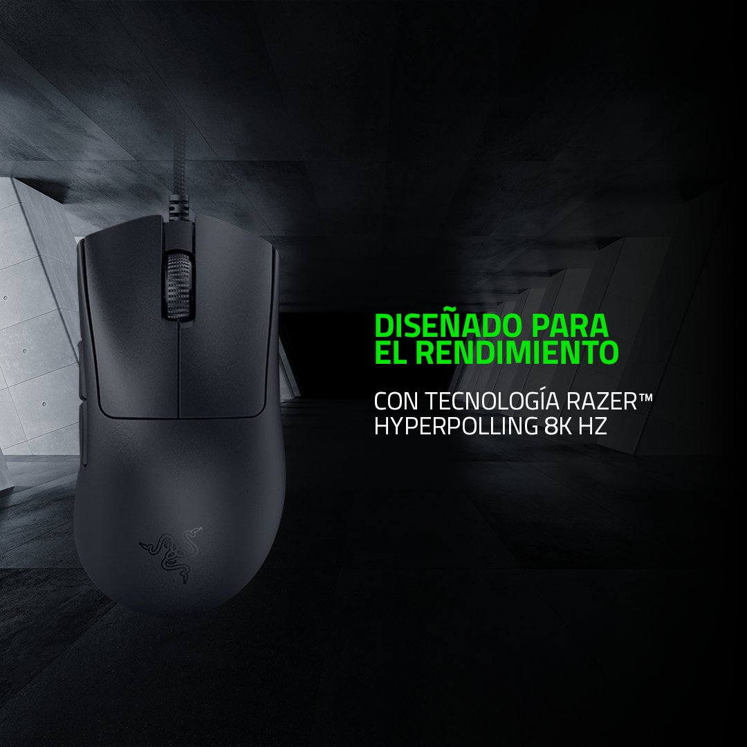 RazerLatino's tweet photo. La victoria renace en el #Razer #DeathAdderV3. Con un diseño mejorado y perfeccionado, redefine lo que es la victoria en cada juego competitivo con uno de los mouse favoritos de todos. 🖱️💚👾 https://t.co/cJ6B9GtkcY