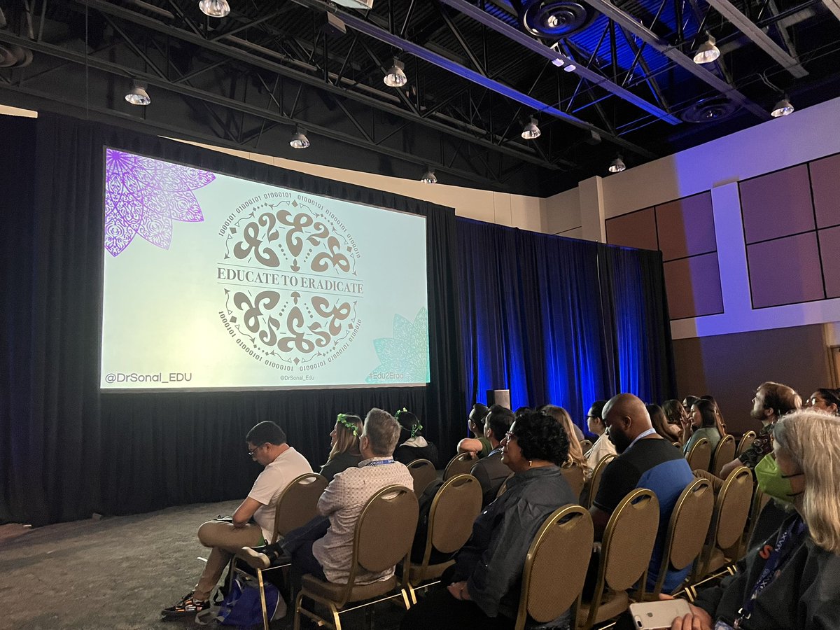 LindseyBlassEdu's tweet photo. Educate to eradicate the inequities that perpetuate our school systems. @DrSonal_EDU sharing about the importance of culturally sustaining pedagogies. 🎤💥

#SpringCUE #Edu2Erad https://t.co/CJlQ85NC6O