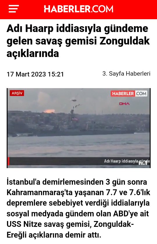 Deprem gemisi Karadeniz'e demirledi. 

#USSNitze Türkiye sahillerinden defol...