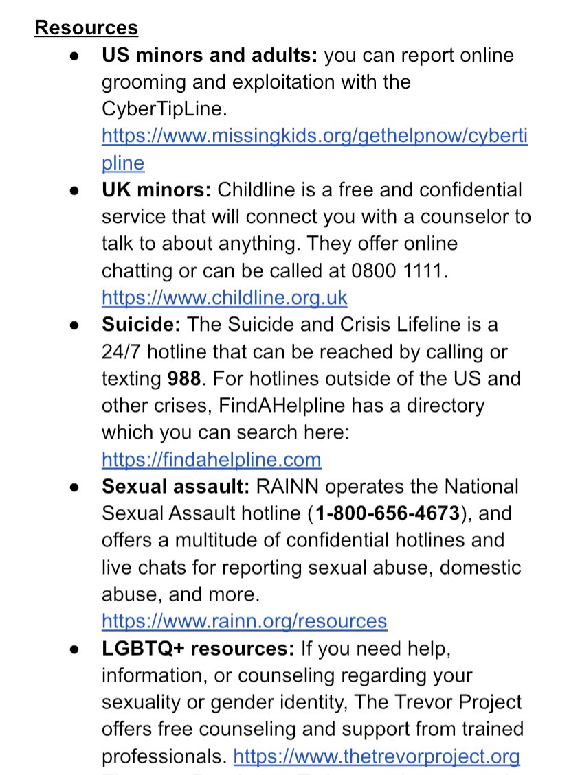 MsEvelynRivera's tweet photo. i've gathered some resources for anyone who has been in a situation like this. please share them so that people can get the help that they need.

for survivors, please know and remember: it wasn't your fault. you didn't deserve it. there is hope and there is healing. https://t.co/HHVBrVYi73