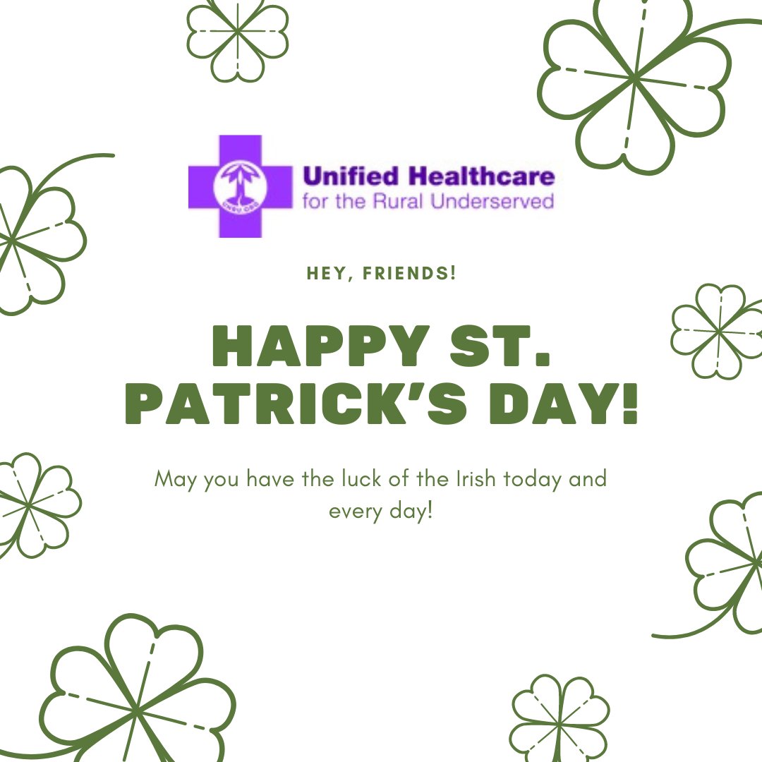 UHRUtweets's tweet photo. Durning Colorectal Cancer Awareness Month, UHRU Board of Directors and Staff wanted to take a moment to wish you a Happy St. Patrick's Day! Have a lucky day! #happystpatricksday #healthcare #coloncancerawareness https://t.co/MLTM506TdX