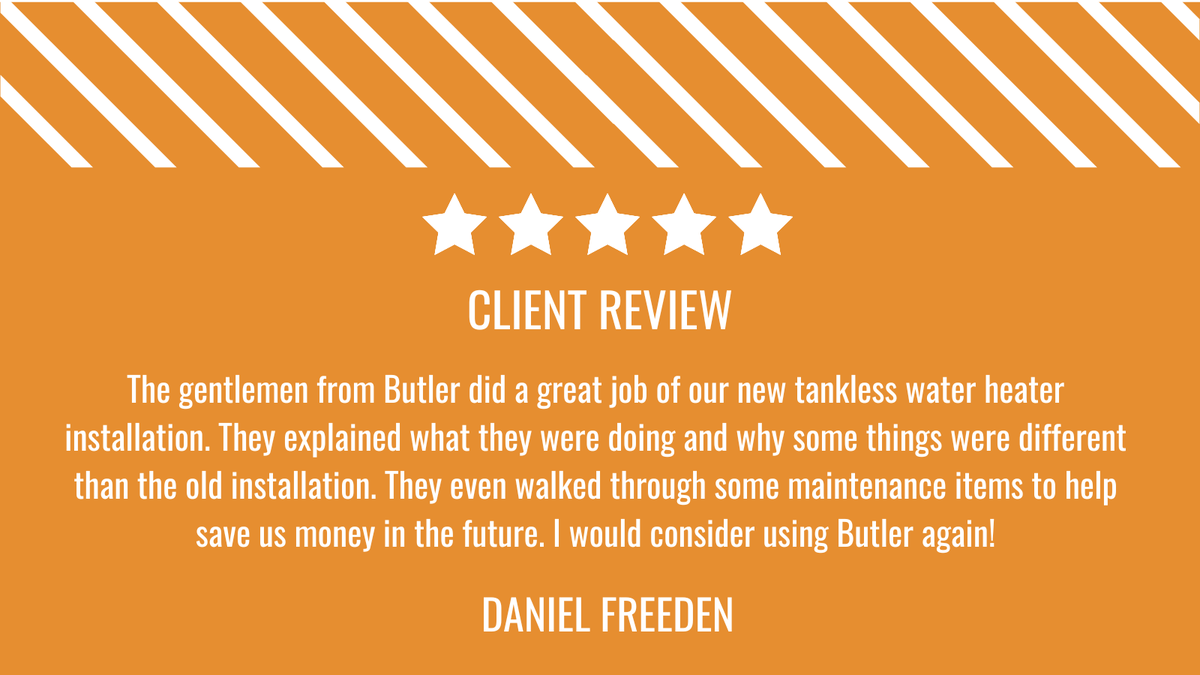 Butler_Plumbing's tweet photo. Happy to help Daniel! We hope that the water heater treats you well! 

📲 780-432-3947
✉️info@butlerplumbing.ca

#plumbing #review #customers #fivestars #googlereviews #waterheater #hotwater #edmontonplumbers https://t.co/z148sJDgW5