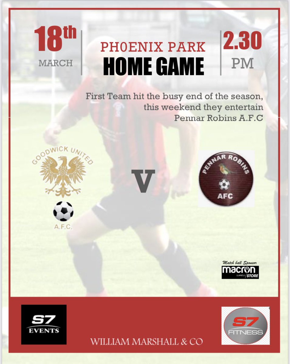 4 league games remaining &amp; our 1st team squad welcome <a href="/PennarRobinsFC/">Pennar Robins A.F.C</a>  to Phoenix park which won’t be easy as the games continue to come thick &amp; fast. All support welcomed - 

📆 - Sat - 18th
⏰ - 2.30pm - kick off 
📍 - @ Phoenix Park 

🔴 RAGURA ⚫️