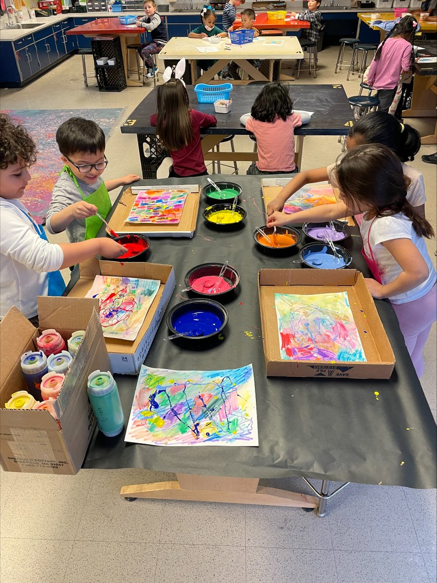 Students had a great time in art on Tuesday doing an action painting like Jackson Pollock.
