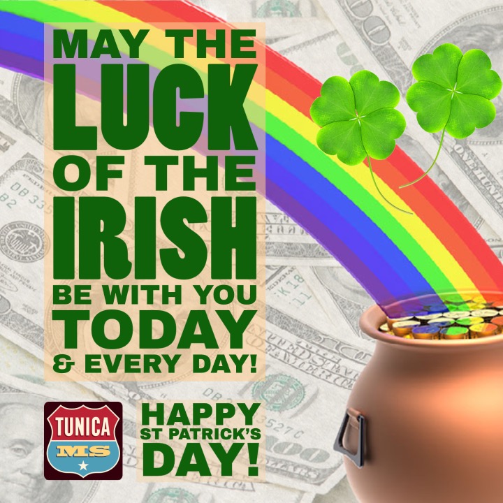 Here's to strikin' it rich in #TunicaMS! Happy St Paddy's Day! #luckoftheirish #strikegold #StPatrickDay #winbig