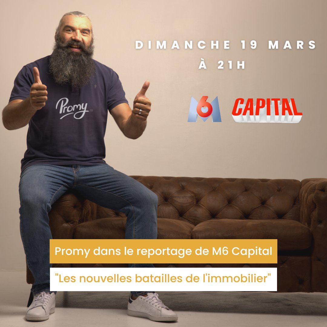 PromyImmo's tweet photo. Retrouvez-nous ce dimanche 21H sur #M6 pour l'émission #capital !
Réagissez avec le #Promycapital pour qu'on puisse pour répondre 💬 https://t.co/8Uvyw50f2O