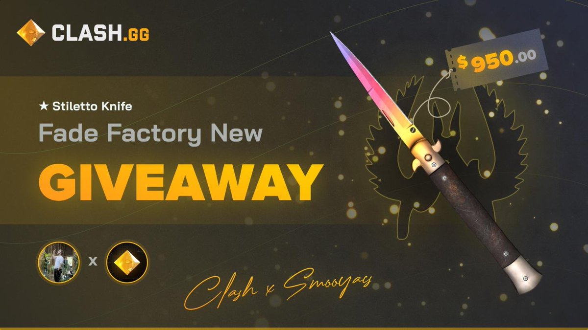 ★ Stiletto Knife | Fade - Factory New🤑 Follow @smooyacs + @clashdotgg Like & Retweet this post Rolling on 25/03/23👌