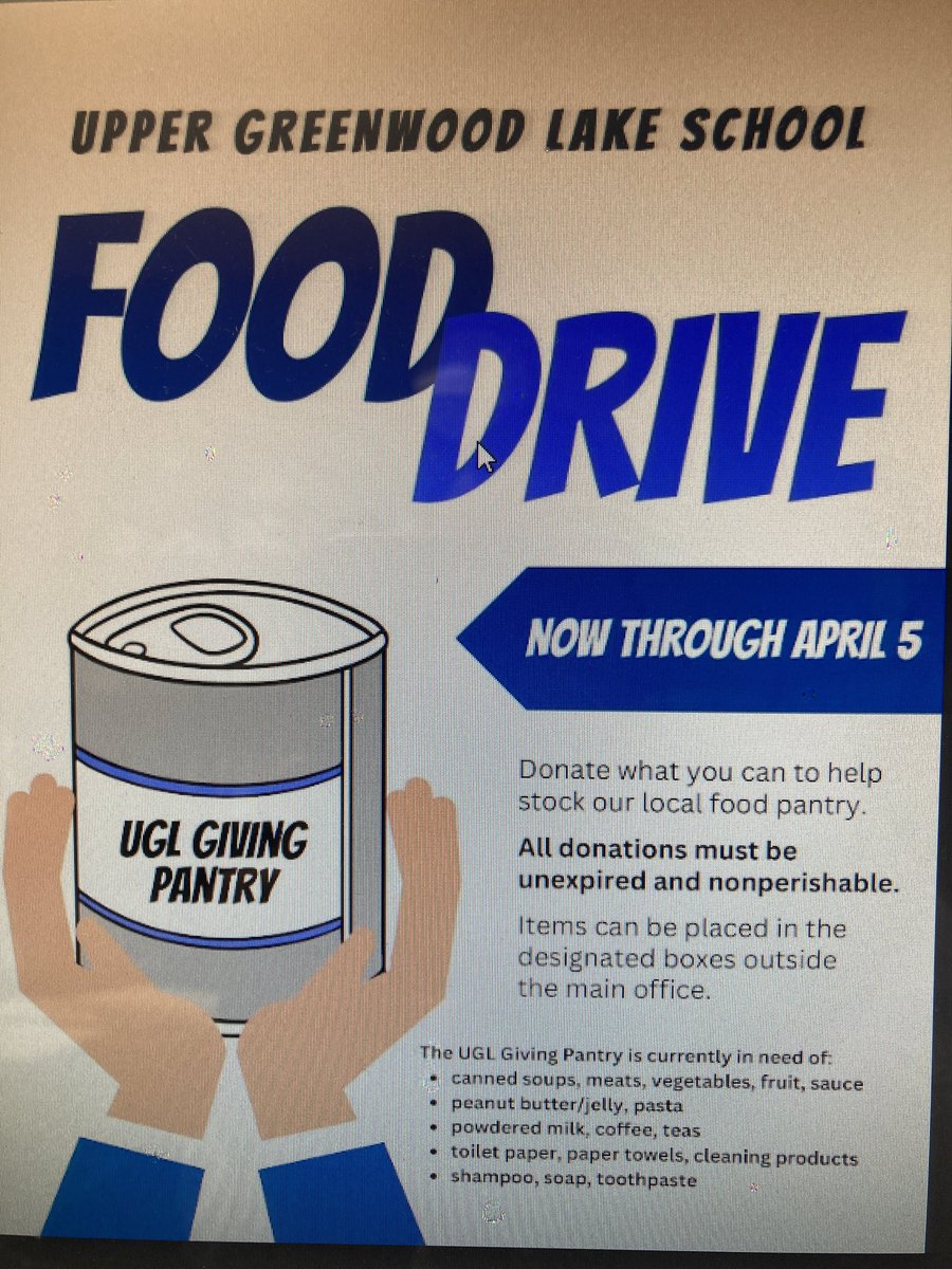 It’s Food Drive time! <a href="/uglpta/">UGLPTA</a> <a href="/UGLkindkids/">UGL’s Kind Kids</a> <a href="/NurseKylie2424/">KylieK</a> <a href="/Kcomerford22/">Kelly Comerford</a> <a href="/Mrs_Economou/">Brittany Economou</a> <a href="/m1sspappas/">Charlene Pappas</a> <a href="/hez22us/">Heather Egli</a> <a href="/DBrophy85/">Mr. Brophy PE</a> <a href="/daniellepost10/">danielle post</a> @Bailey_Domenick <a href="/KristaYuhas/">Krista Yuhas</a> <a href="/DiannaHaggett/">dianna</a>