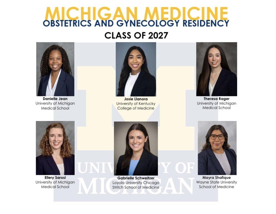 UMichOBGYN_Res's tweet photo. Introducing the ⁦@umichmedicine⁩ #obgyn class of 2027.  Welcome to the family. #matchday #goblue https://t.co/rXVgI470Hc