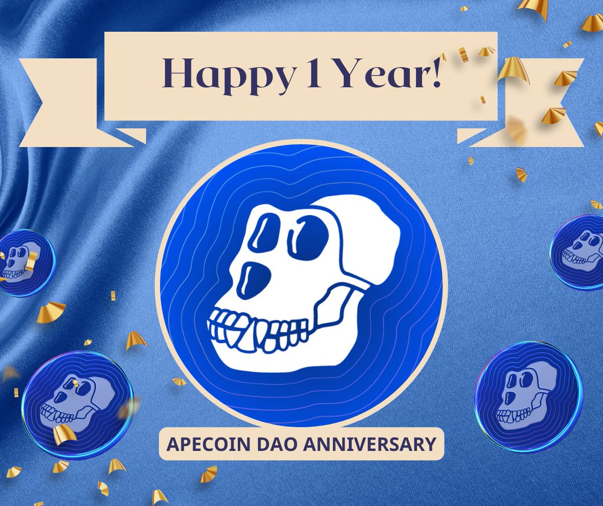 🎉 Happy 1st Anniversary to Apecoin DAO! 🎉

Join us as we celebrate a year of remarkable growth and progress- let's recap all the ways our ecosystem has expanded in our first year.

Get ready for a trip down memory lane 👇

1/36