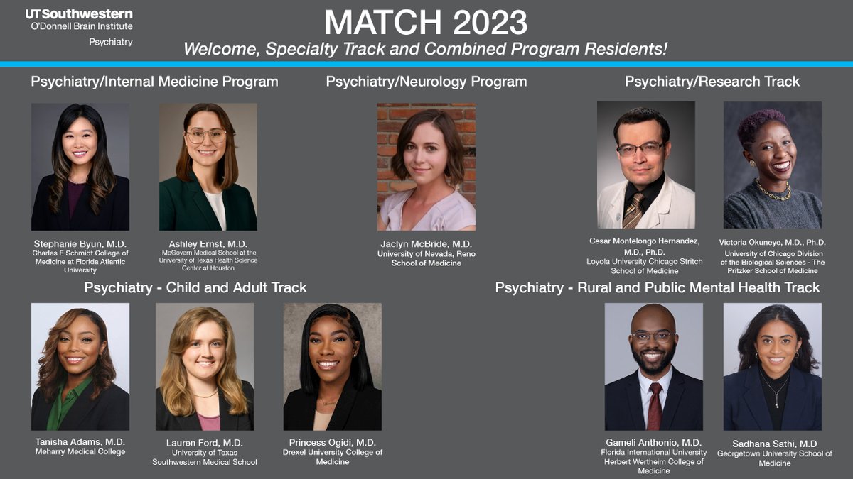 UTSW_Psychiatry's tweet photo. Congratulations, specialty track and combined program residents! #Match2023 #UTSWMatch #psychiatry https://t.co/OHf5tcIv77