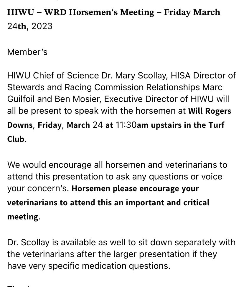 𝐇𝐈𝐖𝐔 – 𝐖𝐑𝐃 𝐇𝐨𝐫𝐬𝐞𝐦𝐞𝐧’𝐬 𝐌𝐞𝐞𝐭𝐢𝐧𝐠 – 𝐅𝐫𝐢𝐝𝐚𝐲 𝐌𝐚𝐫𝐜𝐡 24𝐭𝐡, 2023