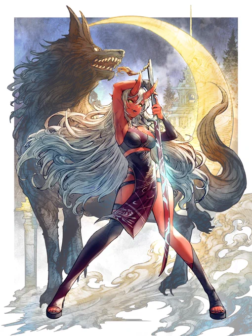 #illustraion #イラスト #wolf  #oni  #鬼   #yocci 