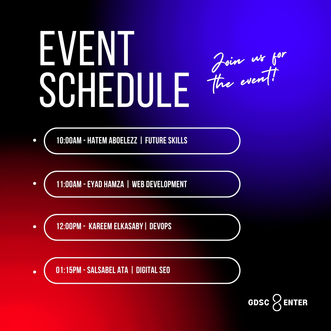 enterteam03's tweet photo. Our agenda tomorrow ๐ฅณ
Register now and don't miss it
https://t.co/8Qp7JVSK5i
#AKWA_MIX
#THE_Infinity โ
#stay_tuned
#enter | #enter_team
#gdsc | #gdsc_mu https://t.co/0KBGRJBy7v