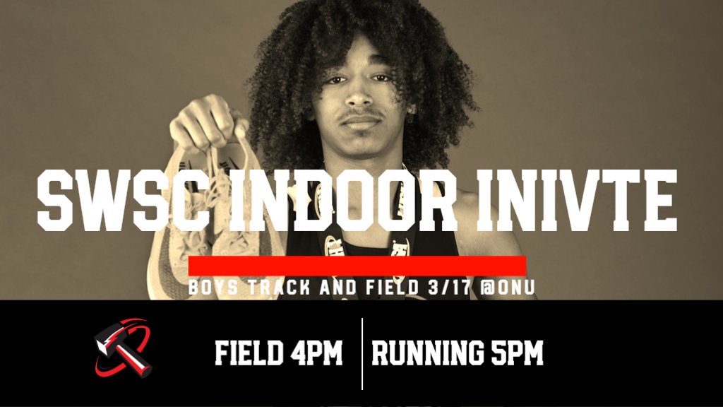 Boys Track and Field continues their indoor season at ONU today at the SWSC indoor invite.  Field Events start at 4pm and Running events start at 5pm.  Last chance to see us indoors before indoor state!