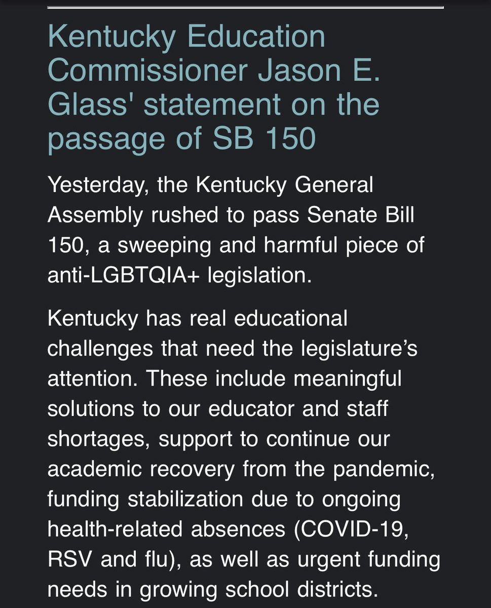 oliviakrauth's tweet photo. .@KyDeptofEd Commissioner Jason Glass speaks against #SB150 👇🏻

#kyga23 https://t.co/GOm6KQFNDG