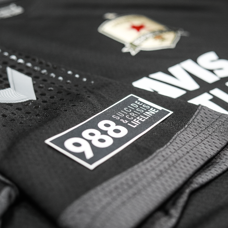 SacRepublicFC's tweet photo. Wearing a lifeline on our sleeves 💜💙

Beginning this weekend, Republic FC’s first team and academy jerseys will feature a patch on the right sleeve promoting @988Lifeline – the national Suicide &amp; Crisis Lifeline - in partnership with @WesternHealth and @WellSpaceHealth.