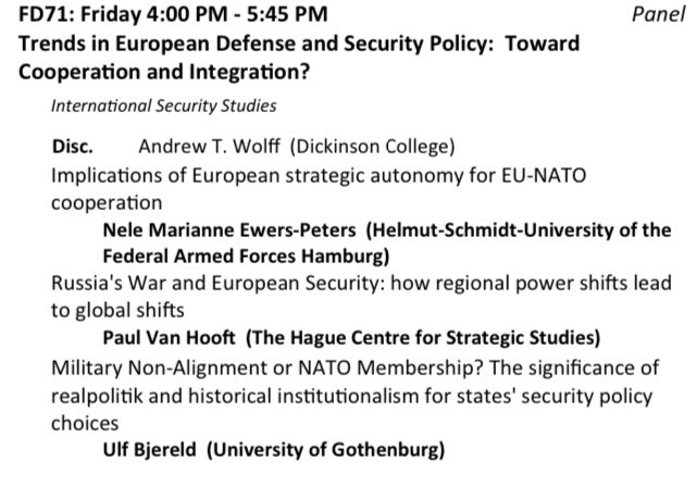 In case you are sticking around before the multiple receptions tonight, join us first for some talks on #EuropeanSecurity #ISA2023 @isanet @europeansecbisa @MYBISA