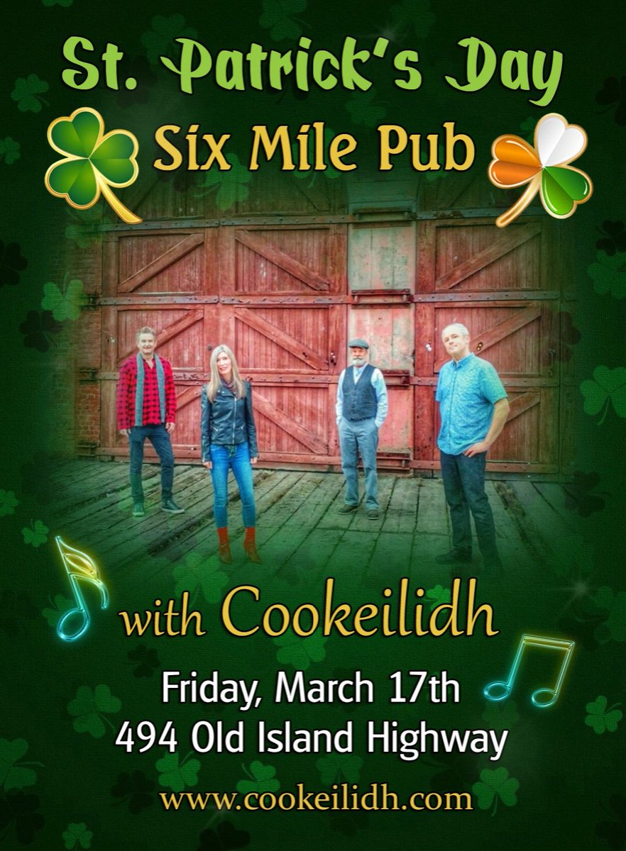 COOKEILIDH (@cookeilidh) on Twitter photo HAPPY ST. PATRICK'S DAY!! Grab a table <a href="/6milepub/">Six Mile Pub</a> for the best St. Paddy's celebration on the island! Live music, Guinness & a special Irish menu... Erin Go Bragh! #StPatricksDay2023 #stpaddysday #yyj #victoriabc #yyjevents #irishmusic #irishpub HAPPY ST. PATRICK'S DAY!! Grab a table <a href="/6milepub/">Six Mile Pub</a> for the best St. Paddy's celebration on the island! Live music, Guinness & a special Irish menu... Erin Go Bragh! #StPatricksDay2023 #stpaddysday #yyj #victoriabc #yyjevents #irishmusic #irishpub