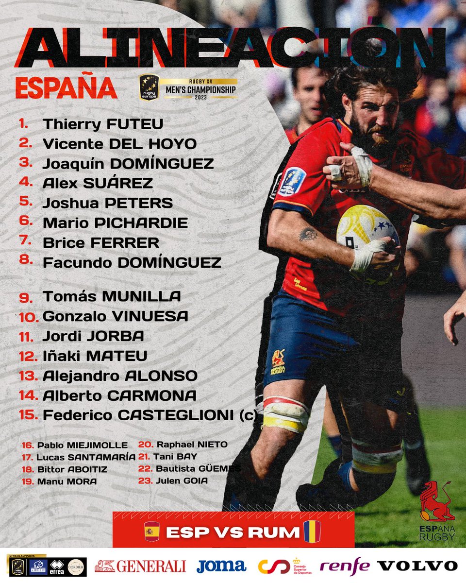 Alineación Los Leones ✅

Los jugadores elegidos por Santi Santos en la batalla por el bronce. Fase Final <a href="/rugby_europe/">Rugby Europe</a> Championship 2023. 

#LoQueNosUne | <a href="/aytobadajoz/">---</a>