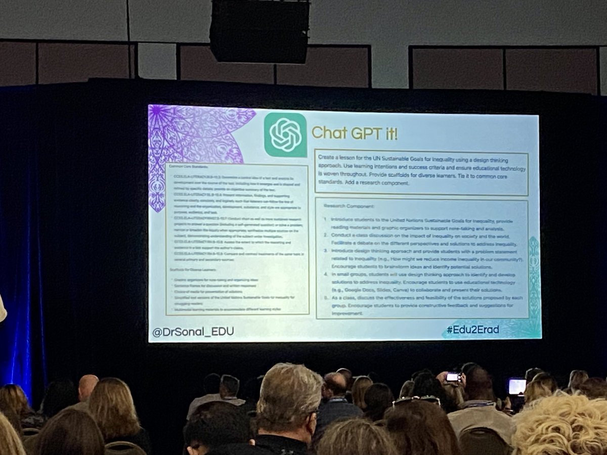 MarisaEThompson's tweet image. “Technology doesn’t value identity. Remember that.”

“Blown away by the lessons #ChatGPT can create, but YOU are the human element that values identity.”

@drsonal_edu #edu2erad #springcue