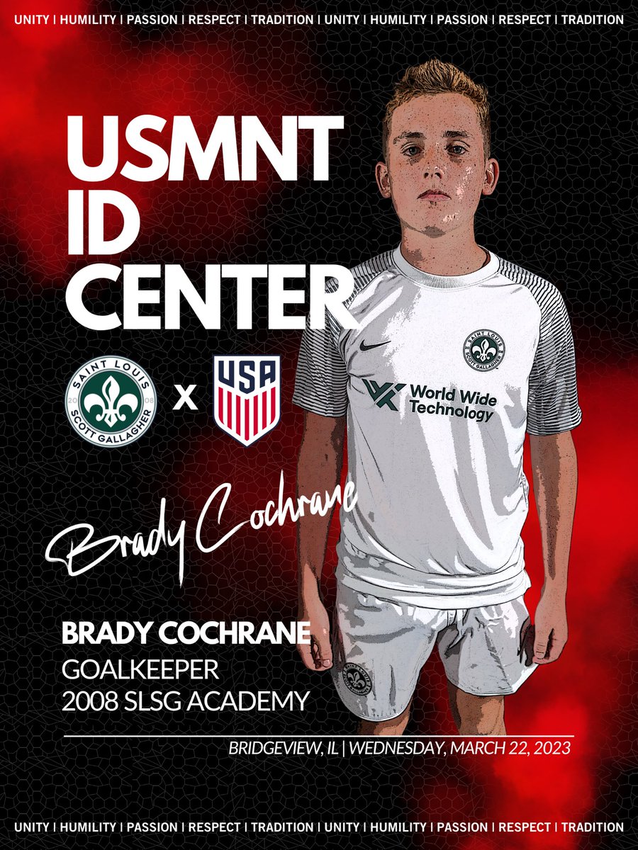 Saint Louis Scott Gallagher MLSNext Academy (@slsgacademy) on Twitter photo Congratulations to 2008 <a href="/SLSGAcademy/">Saint Louis Scott Gallagher MLSNext Academy</a> Goalkeeper Brady Cochrane who has been scouted and invited to take part in the <a href="/USMNT/">U.S. Soccer Men's National Team</a> Talent ID Center in Bridgeview, IL on March 22nd, 2023. Congratulations to 2008 <a href="/SLSGAcademy/">Saint Louis Scott Gallagher MLSNext Academy</a> Goalkeeper Brady Cochrane who has been scouted and invited to take part in the <a href="/USMNT/">U.S. Soccer Men's National Team</a> Talent ID Center in Bridgeview, IL on March 22nd, 2023.
