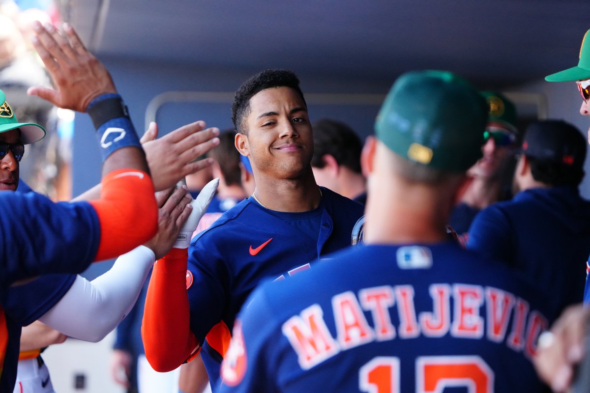 MLB's tweet photo. Two homers and a wink from Jeremy Peña. 😉 #SpringTraining https://t.co/i8aXXx3jFK