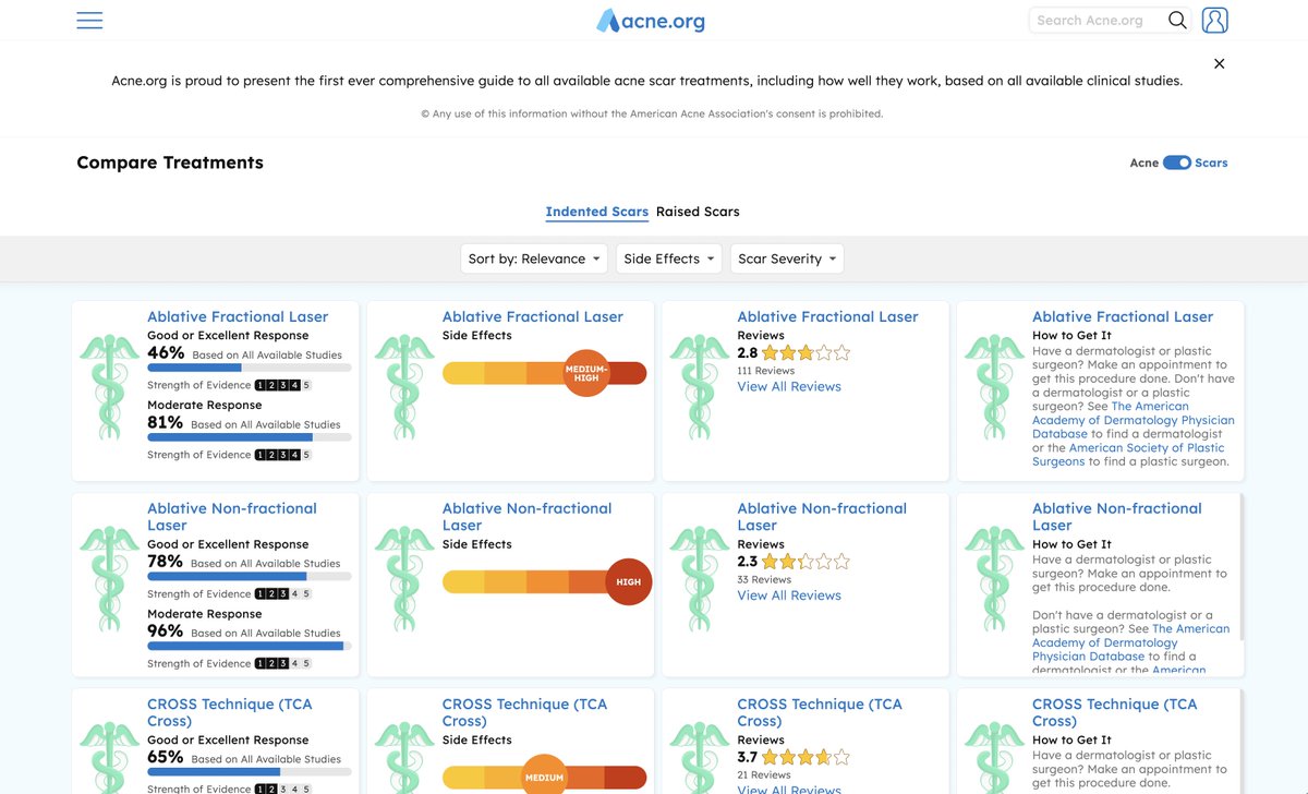 AcneOrg's tweet image. After years of research, Acne.org is proud to present the first ever comprehensive guide to all available acne treatments and acne scar treatments, including how well they work, based on all available clinical studies.