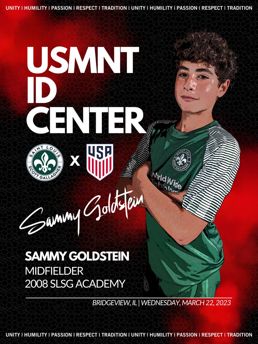 Saint Louis Scott Gallagher MLSNext Academy (@slsgacademy) on Twitter photo Congratulations to 2008 <a href="/SLSGAcademy/">Saint Louis Scott Gallagher MLSNext Academy</a> Midfielder Sammy Goldstein who has been scouted and invited to take part in the <a href="/USMNT/">U.S. Soccer Men's National Team</a> Talent ID Center in Bridgeview, IL on March 22nd, 2023. Congratulations to 2008 <a href="/SLSGAcademy/">Saint Louis Scott Gallagher MLSNext Academy</a> Midfielder Sammy Goldstein who has been scouted and invited to take part in the <a href="/USMNT/">U.S. Soccer Men's National Team</a> Talent ID Center in Bridgeview, IL on March 22nd, 2023.