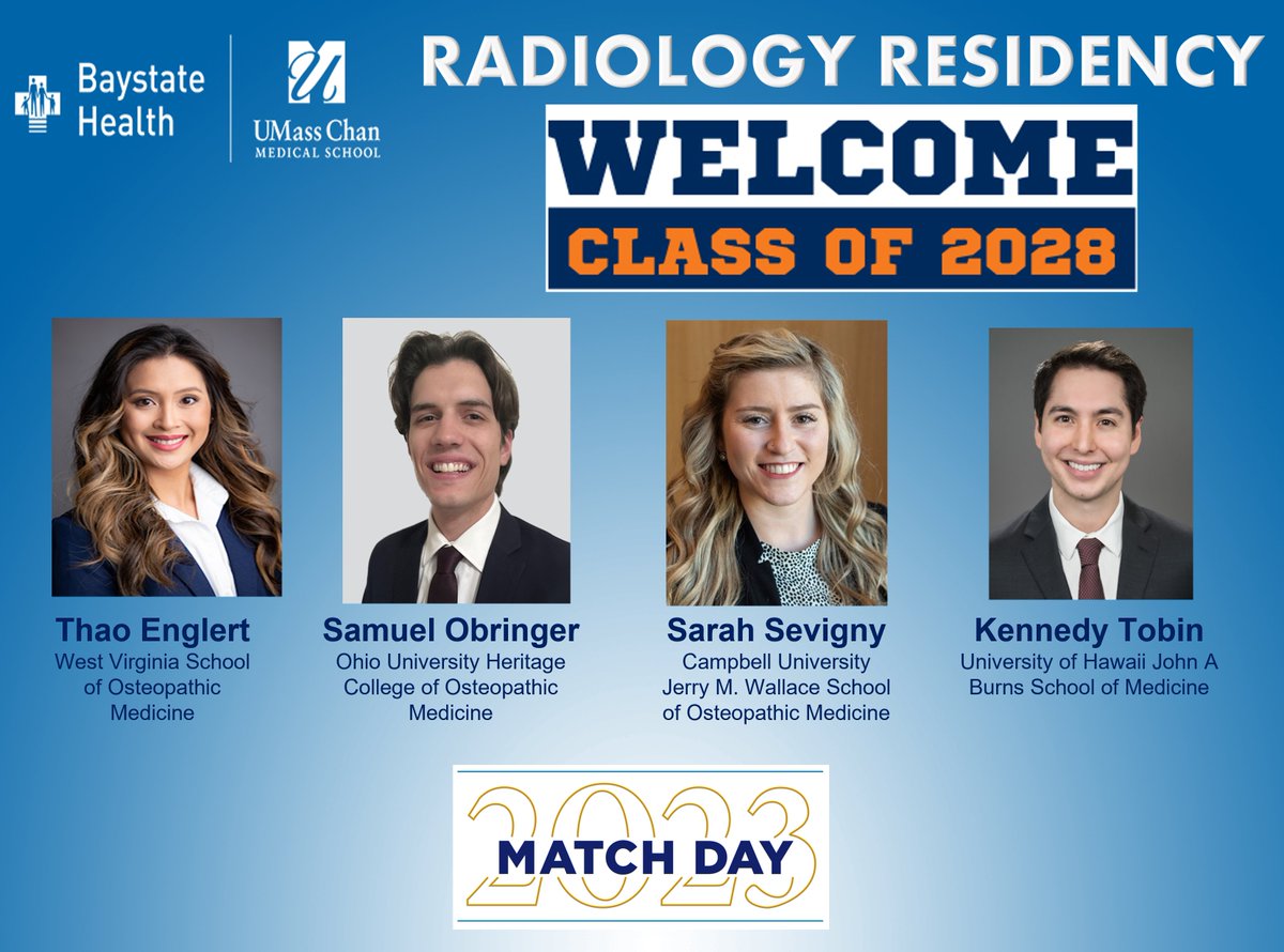 Tara Catanzano (@catanzanotara) on Twitter photo We are so excited to welcome our newly matched #radres at <a href="/BaystateRadRes/">UMass Chan - Baystate Radiology Residency</a>. Congratulations to all of you as you join our all star team of amazing residents! We are so excited to welcome our newly matched #radres at <a href="/BaystateRadRes/">UMass Chan - Baystate Radiology Residency</a>. Congratulations to all of you as you join our all star team of amazing residents!