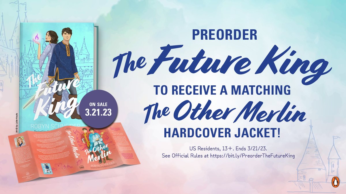 PenguinTeen's tweet photo. Last call!  Get your copy of @robynschneider's #TheFutureKing and upload your receipt to receive a matching The Other Merlin hardcover jacket to complete the series look. 😍

For entry➡️ https://t.co/Zdw5lARI9Y https://t.co/0K0f33yQ2L