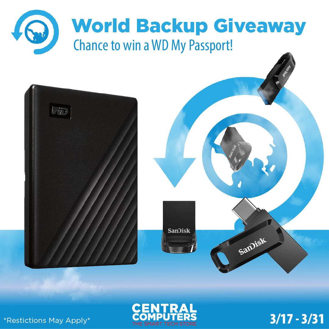 centralcomputer's tweet image. 🌎 World Backup Giveaway 🌎

Join for a chance to win a 2TB Western Digital MyPassport External Hard Drive!

Enter Today!
ow.ly/3hM650Njr6N

*Last day to enter on 3/31, restrictions may apply*

#pcstorage #hdd #ssd #westerndigital