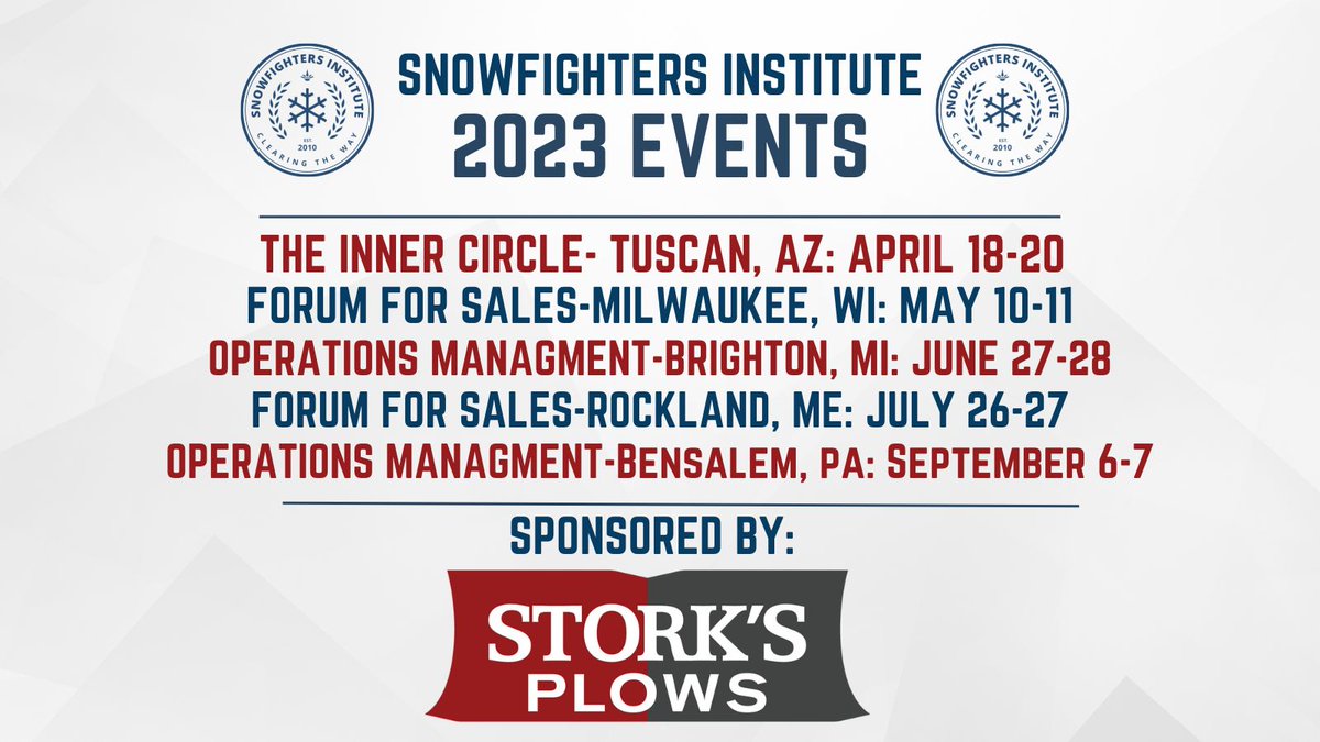 Snowfighters1's tweet photo. East Coast guys...Check this out! The Crew at @storksplows put together an event called Snow Alliance, presented by @WesternPlows. The event is on April 15th and includes a TRADE SHOW and TRAINING on BRINE by Jordan Smith of VSI. Check it out on https://t.co/pNN5byCBhc. https://t.co/6lZ2Odabpy