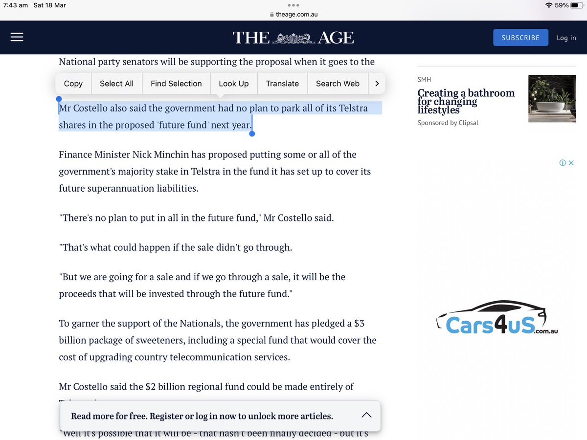 lutajobe's tweet image. Oz feds have mastered art of setting up fund to fund a fund.Going right back to costello selling telstra to fund couple of funds🤦🏼‍♀️
#futurefund #blackspotprogram Couldn’t they just pay pollies super &amp;amp; build phone towers from $ they made from a service?
@jt_san @Barnaby_Joyce