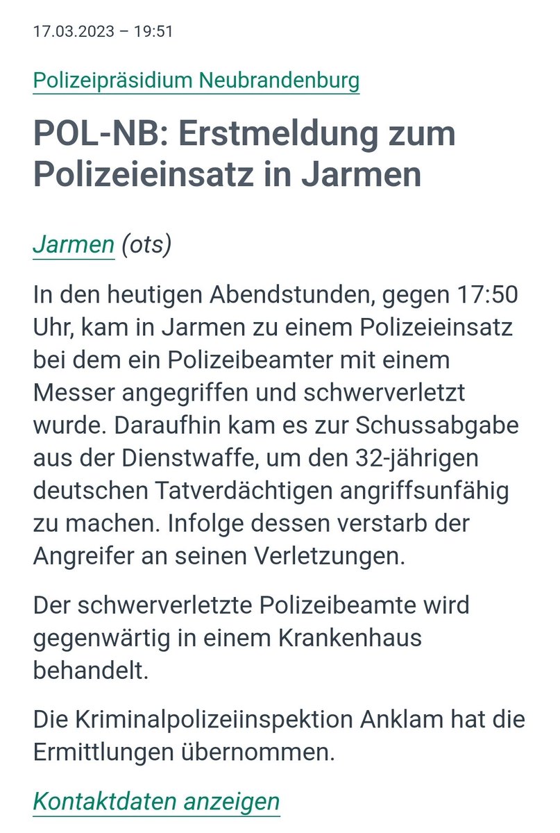 Die #GdP MV wünscht schnelle und vollständige Genesung 🙏, so der Landesvorsitzende Christian Schumacher.
---
#PasstAufEuchAuf