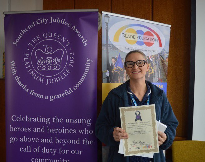 Congratulations to Frances Jory Lead Midwife for Perinatal Mental services @ Southend for receiving a Southend City Jubilee Award for being an unsung hero! <a href="/debbie50308613/">Debs Goldsmith, Director of Midwifery MSE</a> <a href="/sanjaya_kalkur/">Sanjaya Kalkur</a> <a href="/MSEHospitals/">Mid and South Essex NHS Foundation Trust</a> <a href="/WENDYMATTHEWS8/">Wendy Matthews OBE</a> <a href="/yblucher/">yvonne blucher</a>