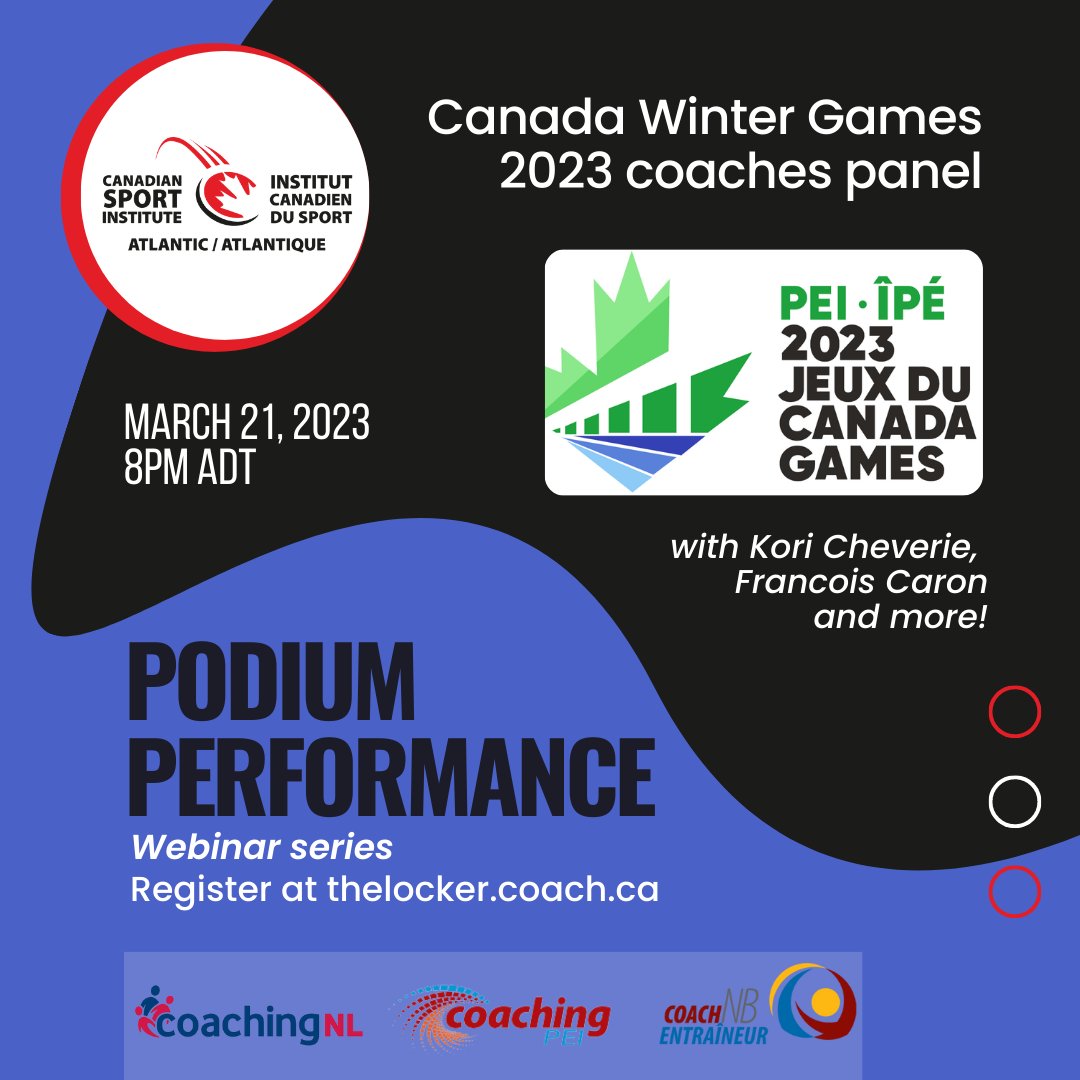 Coach NB/Entraîneur NB (@nb_coach_nb) on Twitter photo 💻PODIUM PERFORMANCE WEBINAR💻
Partnering with our friends @cscatlantic the <a href="/2023CanadaGames/">2023 Jeux du Canada Games</a>, coaches @Team_EquipeNB Josée Daigle (Judo) and Francois Caron <a href="/Team_PEI/">TeamPEI</a> (Ringette) and more will reflect on the lessons they learned along the way.
Register thelocker.coach.ca/event/public/5… 💻PODIUM PERFORMANCE WEBINAR💻
Partnering with our friends @cscatlantic the <a href="/2023CanadaGames/">2023 Jeux du Canada Games</a>, coaches @Team_EquipeNB Josée Daigle (Judo) and Francois Caron <a href="/Team_PEI/">TeamPEI</a> (Ringette) and more will reflect on the lessons they learned along the way.
Register thelocker.coach.ca/event/public/5…