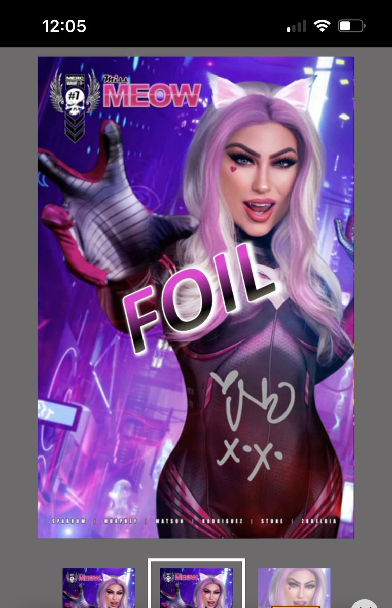 Faces_By_Rachie's tweet photo. There’s only 1 signed Foil @MegaConOrlando Miss Meow exclusive pre order left!!! The other foil cover already sold out!! Hop on and grab it before it’s gone!! https://t.co/iBpVwqoxbM https://t.co/CodAnoC4Oi