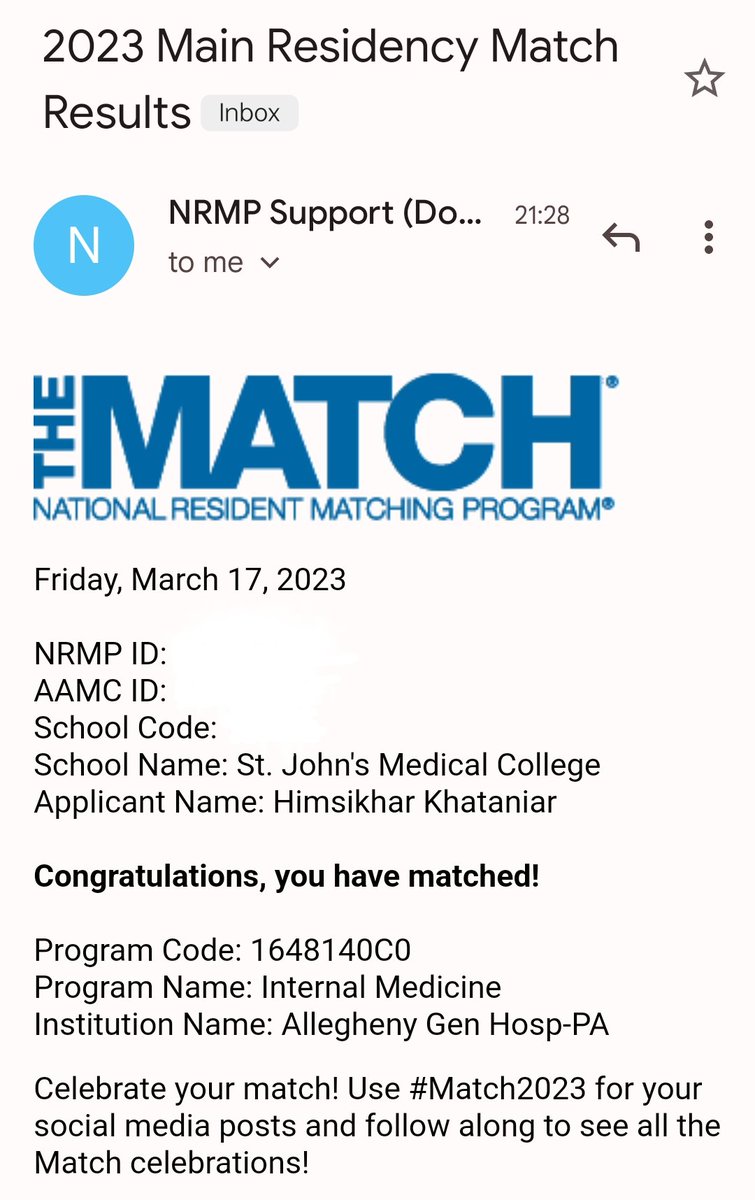 Himsikhar1's tweet photo. A dream literally came true! Thank you everyone for your support. I can't wait to join #AHNIMres as a PGY-1 this July. #Match2023 https://t.co/jF74Mx0Clc