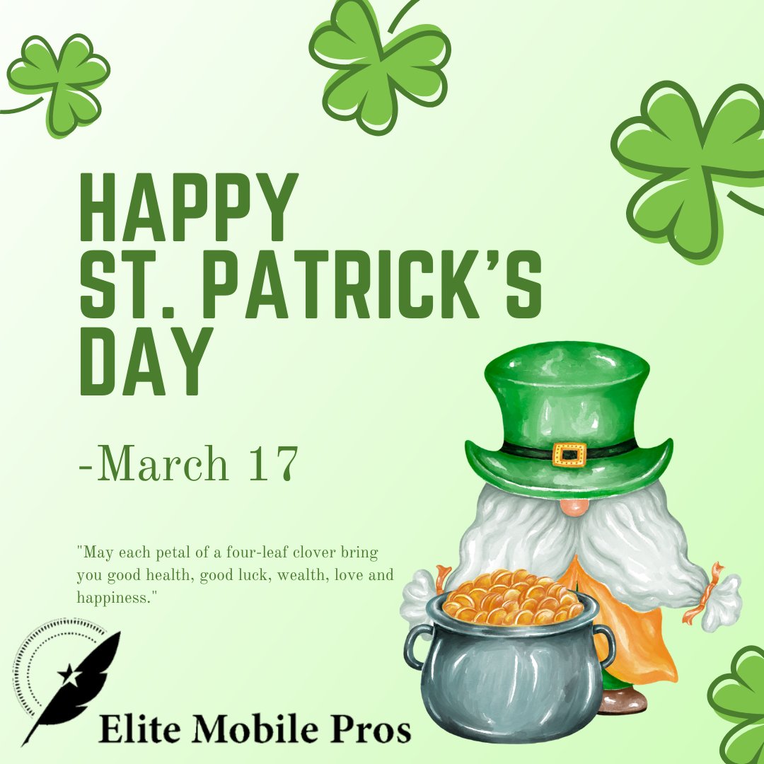 fife_rodney's tweet photo. Happy St. Patrick's Day!

A Quick reminder the World is lucky to have you in it!

Elite Mobile Pros
https://t.co/WJ172oTp9Y
1 (833) 865 4002

#stpatricksday #stpattysday #stpatricksday2023☘️🌈🎩 https://t.co/emBzEpWlTU