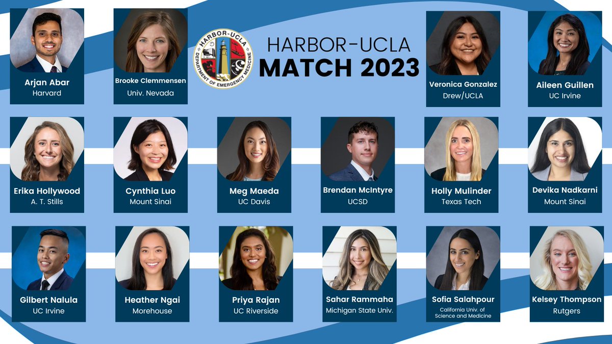 We are excited to introduce the newest members of the <a href="/HarborUCLAEM/">Harbor-UCLA Emergency Medicine</a> family, the Class of 2027! We can't wait to meet you in person!

#EMBound #Match2023 #EmergencyMedicine #ASafeHarbor 
<a href="/MprizzleER/">MprizzleER</a> @ACEPNow <a href="/emresidents/">emresidents</a> <a href="/HarborUCLA/">Harbor-UCLA Medical Center</a> <a href="/SAEMonline/">SAEM</a> <a href="/SAEM_RAMS/">SAEM RAMS</a> <a href="/aaeminfo/">AAEM</a> <a href="/AAEMRSA/">AAEM/RSA</a>