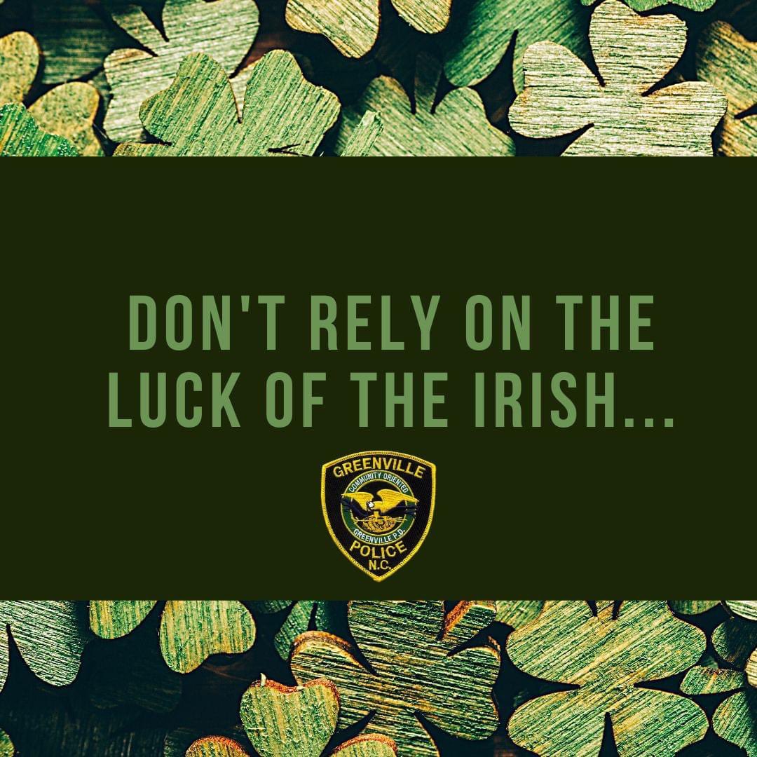 GreenvillePD's tweet photo. Avoid a ride in a "blue light taxi." Have a designated driver. #StPatricksDay #BoozeItLoseIt https://t.co/0smCSHgcip