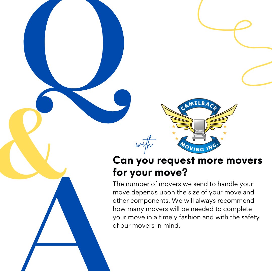 CamelbackMoving's tweet image. The number of movers we send for your move all depends upon the logistics of your move. For those who want more movers, this is always something we are willing to discuss with you,  so your move is as painless as possible! #CamelbackMoving #MovingFAQ
