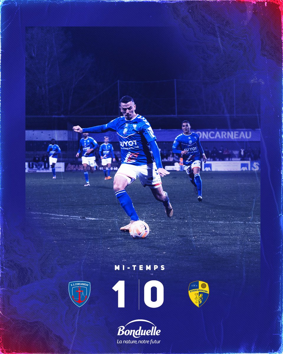 USConcarneau's tweet photo. [#USCSB] 1️⃣-0️⃣ │ ⏱ 45+2'

𝗠𝗶-𝘁𝗲𝗺𝗽𝘀 𝗮̀ 𝗚𝘂𝘆 𝗣𝗶𝗿𝗶𝗼𝘂.

Les Thoniers mènent au score à la pause face à des Briochins réduits à 10 👊🏻 https://t.co/ureXWYLCM1