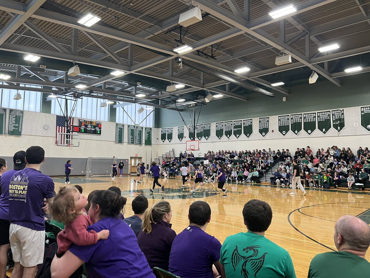 duxschools's tweet photo. @Duxbury_MS Students vs. Staff Basketball game is underway &amp; it’s an intense matchup! 🐉🏀☘️ https://t.co/NtSVd2bdA3