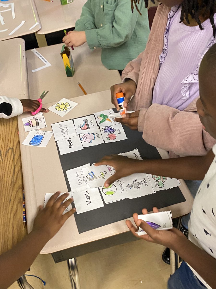 iTeachJones's tweet photo. Happy Friday! Today my students created anchor charts for economics as a formative assessment. They were required to identify wants and needs by definition and images.  I enjoyed how much they enjoyed this. https://t.co/2pNIAjBgM4